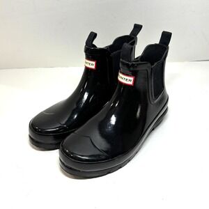 Hunter Chelsea Boots Kids Size 3 Black Glossy Waterproof Rain Boots
